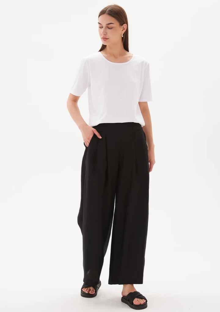 TIRELLI PLEAT FRONT PALAZZO PANT - BLACK