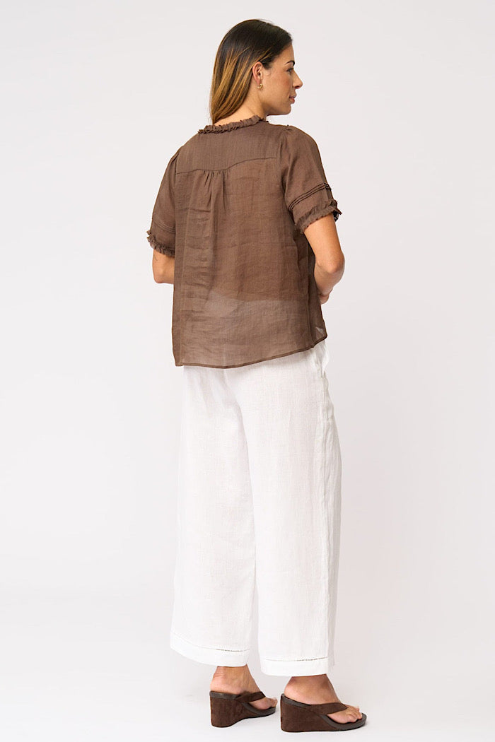 FRILL OF IT BLOUSE - COCOA