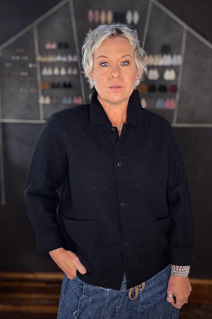 BOBO BOILED WOOL JACKET - BLACK