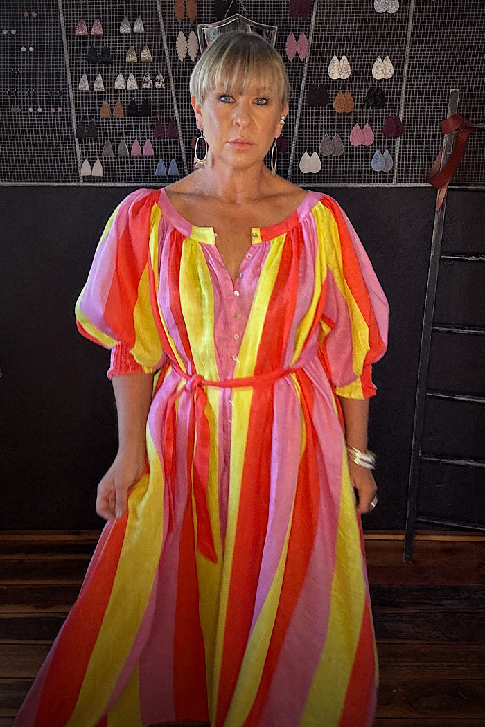 LA BOHEME GIRLS CAMILA MAXI DRESS CANDY STRIPE