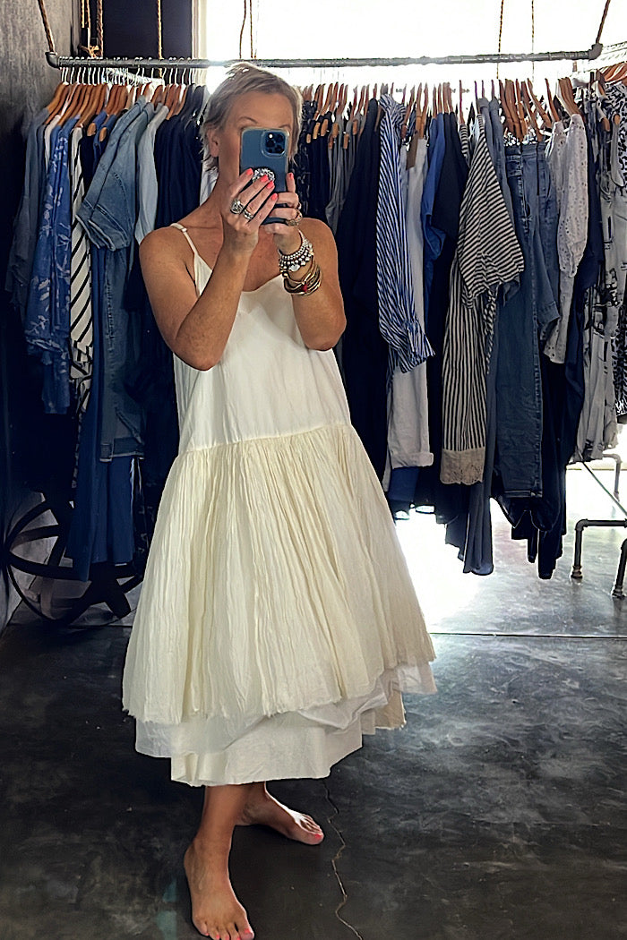 AMELIE SHORT TUTU SLIP DRESS - WARM WHITE