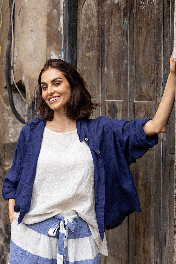 MOYO LINEN SHIRT - INDIGO