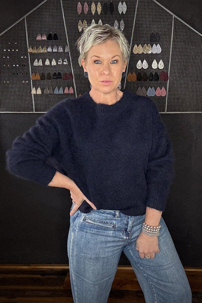 OLGA DE POLGA ASPEN KNIT ALPACA SWEATER - NAVY