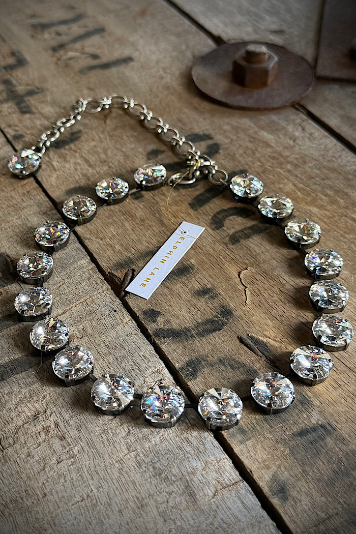 AURORA ROCKS AMPLIFIED NECKLACE - CRYSTAL & ANTIQUE SILVER