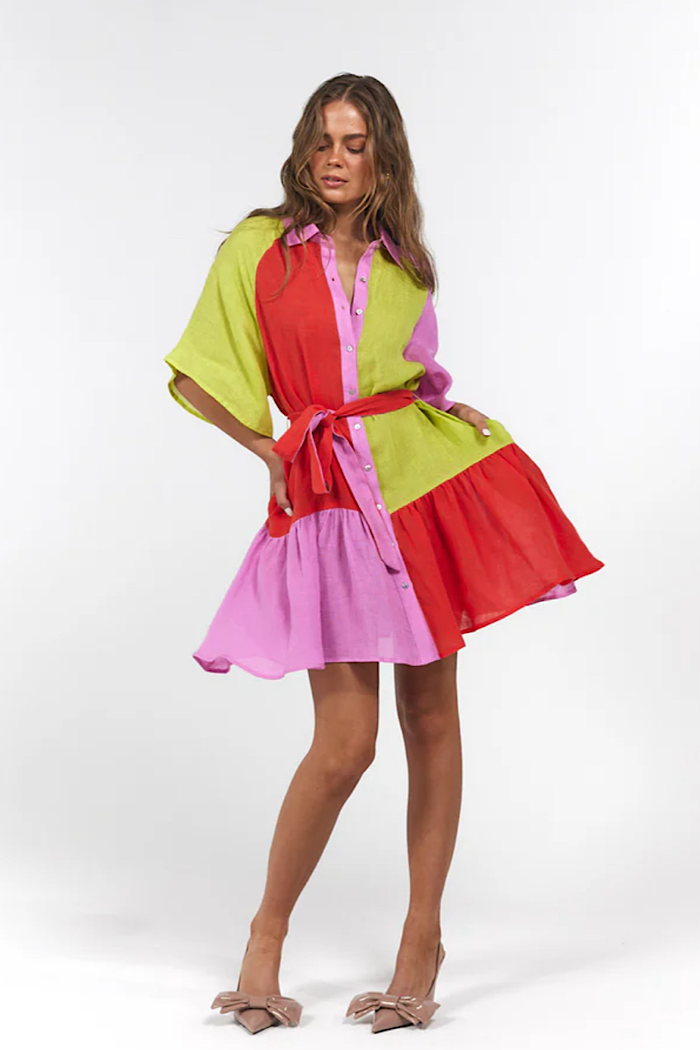 LA BOHEME GIRLS MOXIE MINI DRESS CANDY STRIPE - PRE ORDER