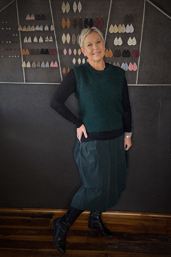 OLGA DE POLGA ASPEN KNIT ALPACA VEST - TEAL