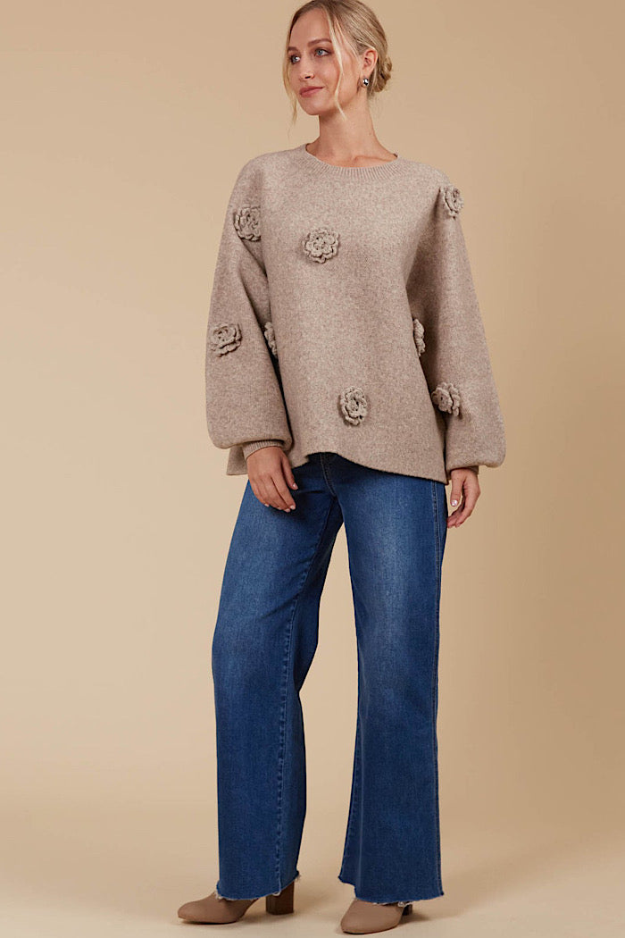 MIRU FLOWER JUMPER - TAUPE