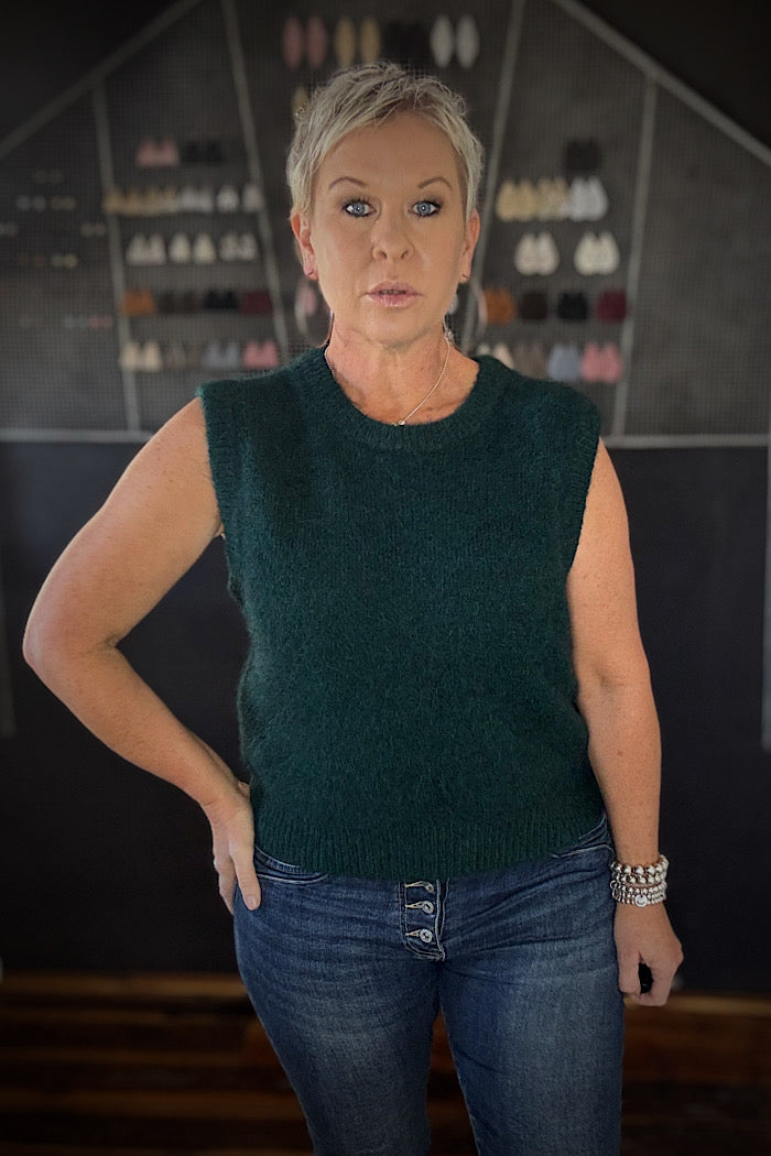 OLGA DE POLGA ASPEN KNIT ALPACA VEST - TEAL