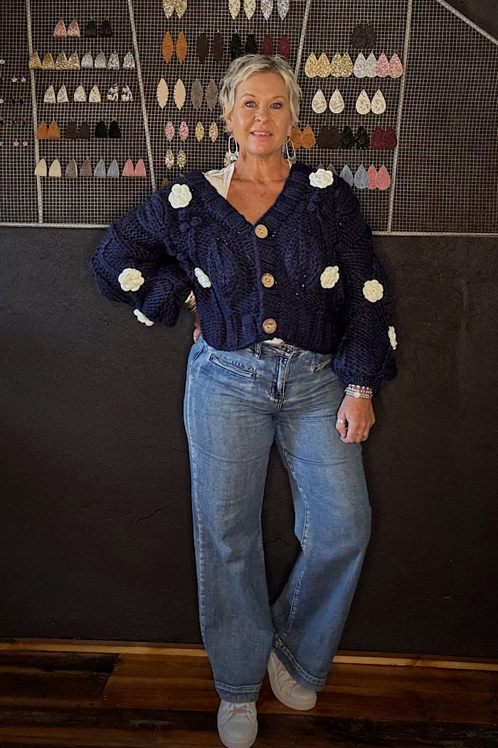 ALEXA KNIT CARDI - NAVY