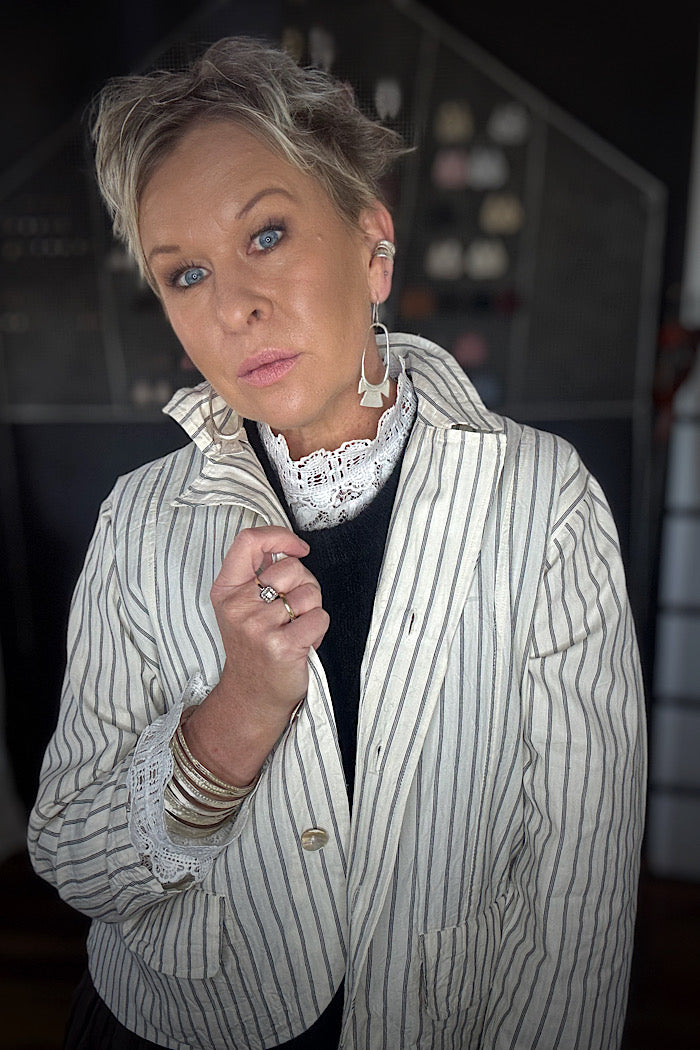 OXFORD JACKET -  CREAM TICKING