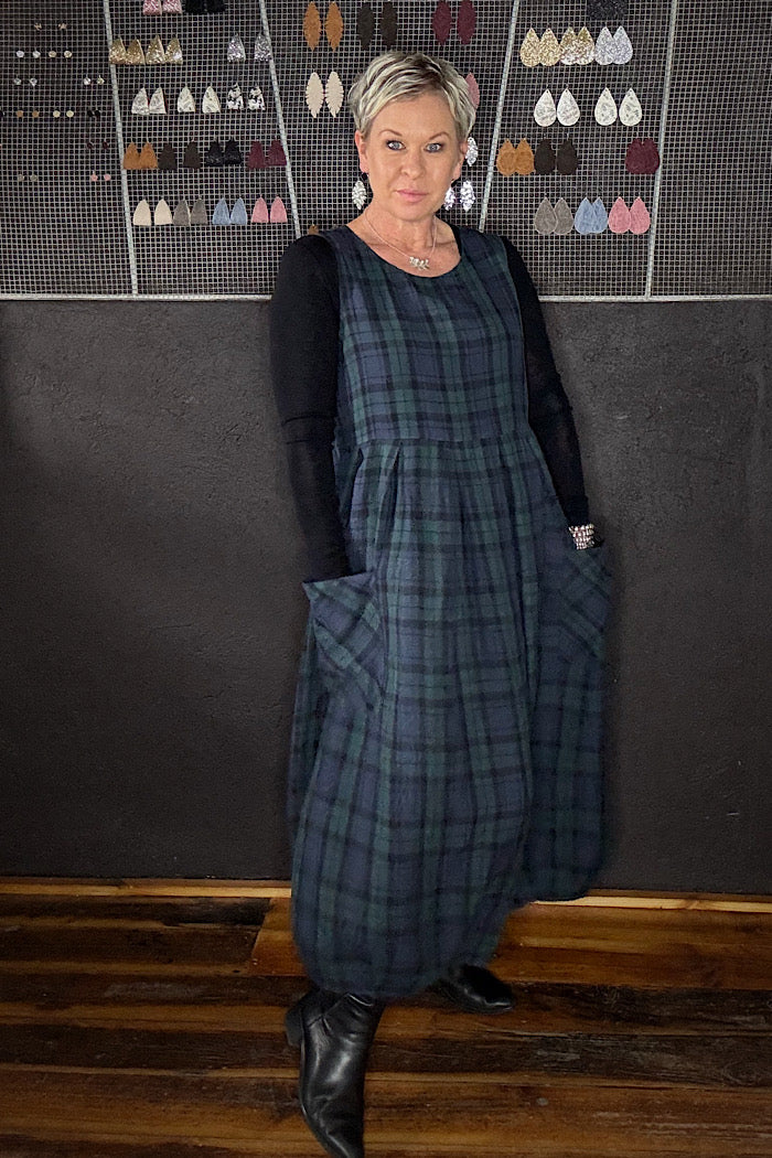 SARTENE FRENCH LINEN TARTAN DRESS