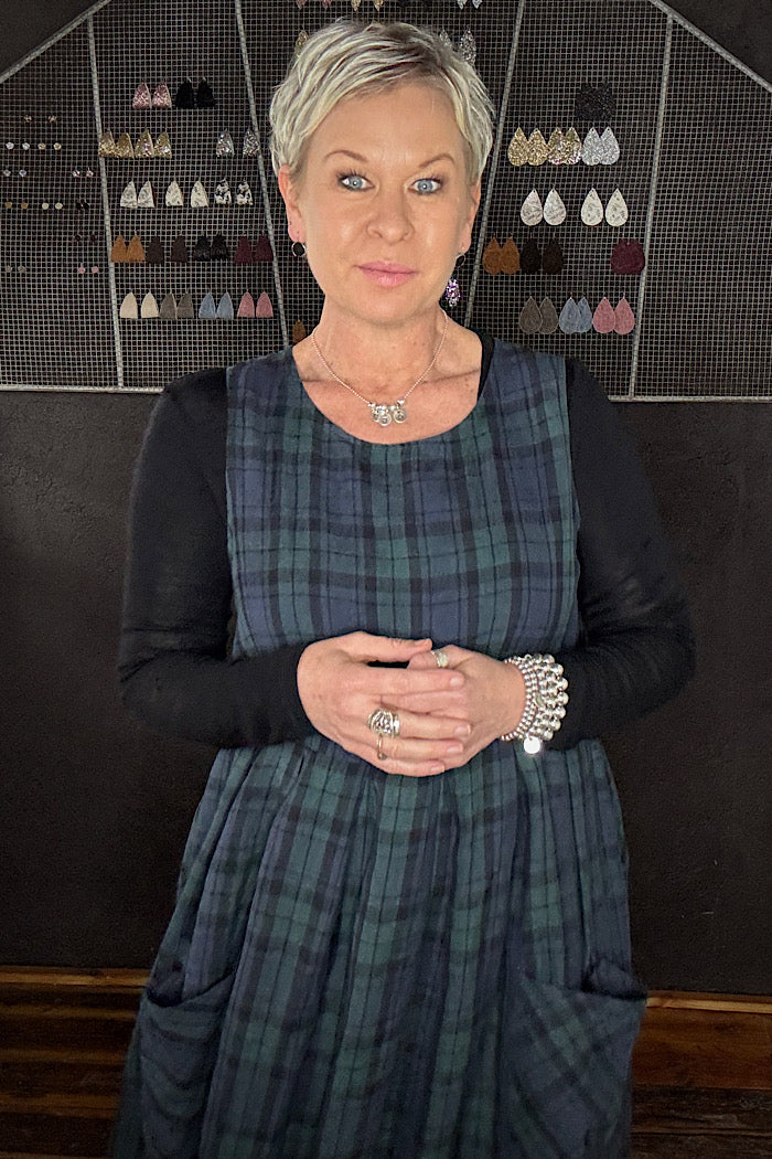 SARTENE FRENCH LINEN TARTAN DRESS