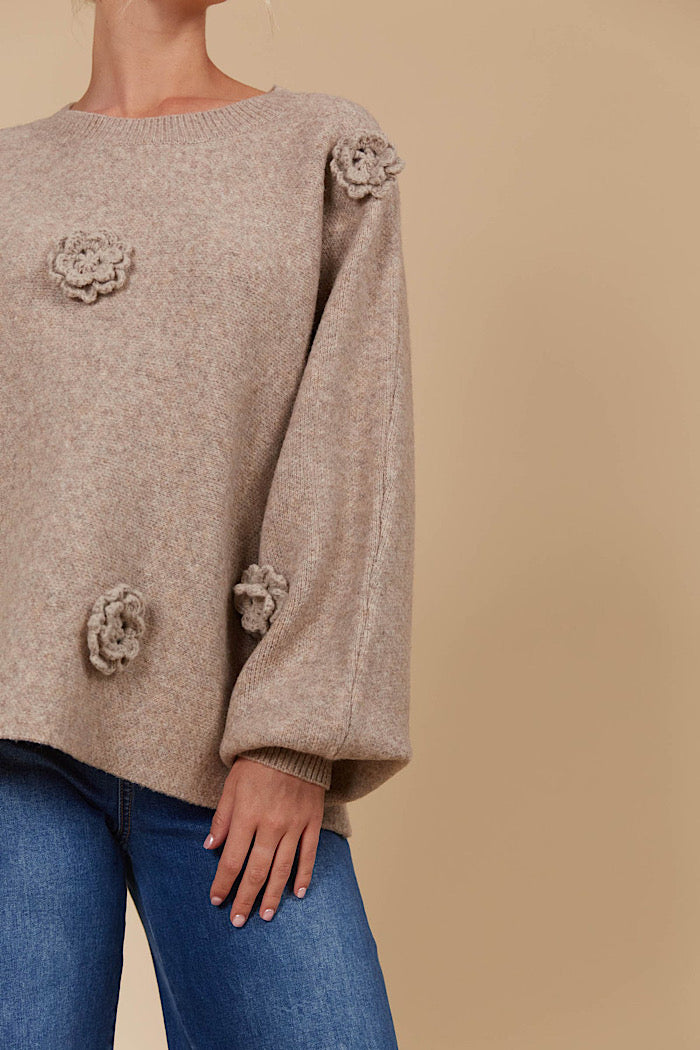MIRU FLOWER JUMPER - TAUPE