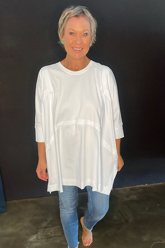 JERSEY WIDE SEAM TUNIC - WHITE