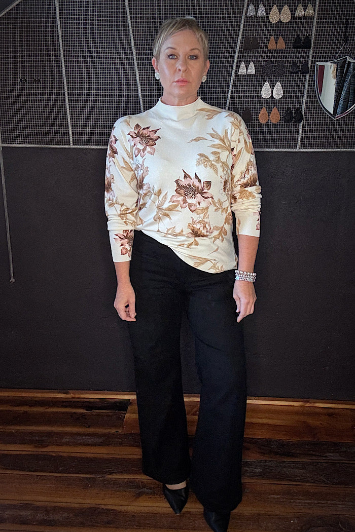TRIBAL FUNNEL NECK SWEATER - MOONSTONE