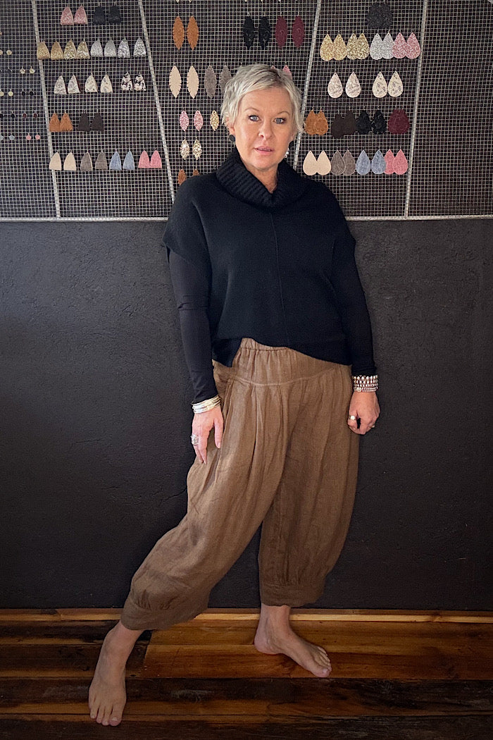 MONTAIGNE DESI LINEN PANTS - TOBACCO