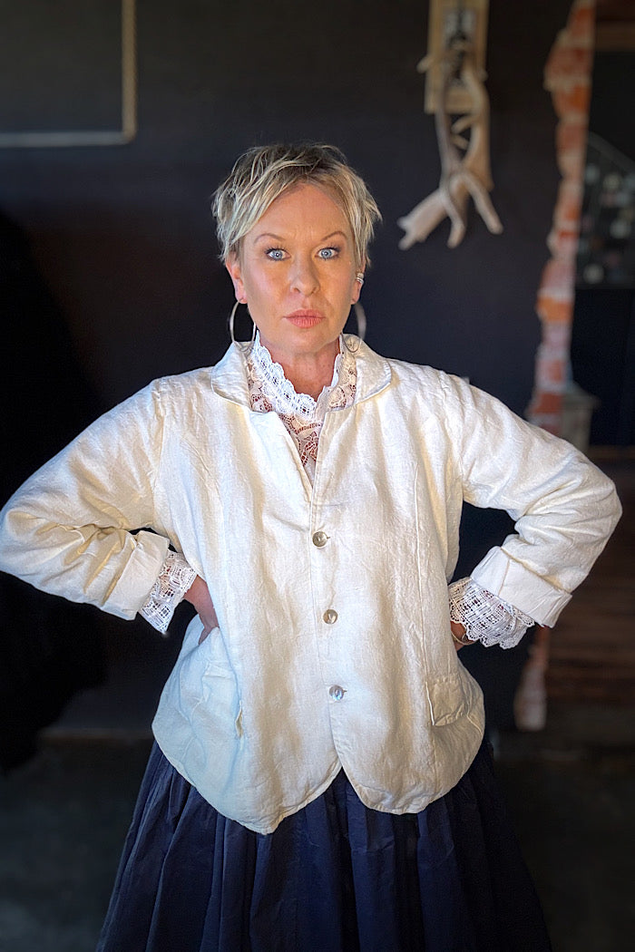 BARIDI LINEN JACKET - WHITE