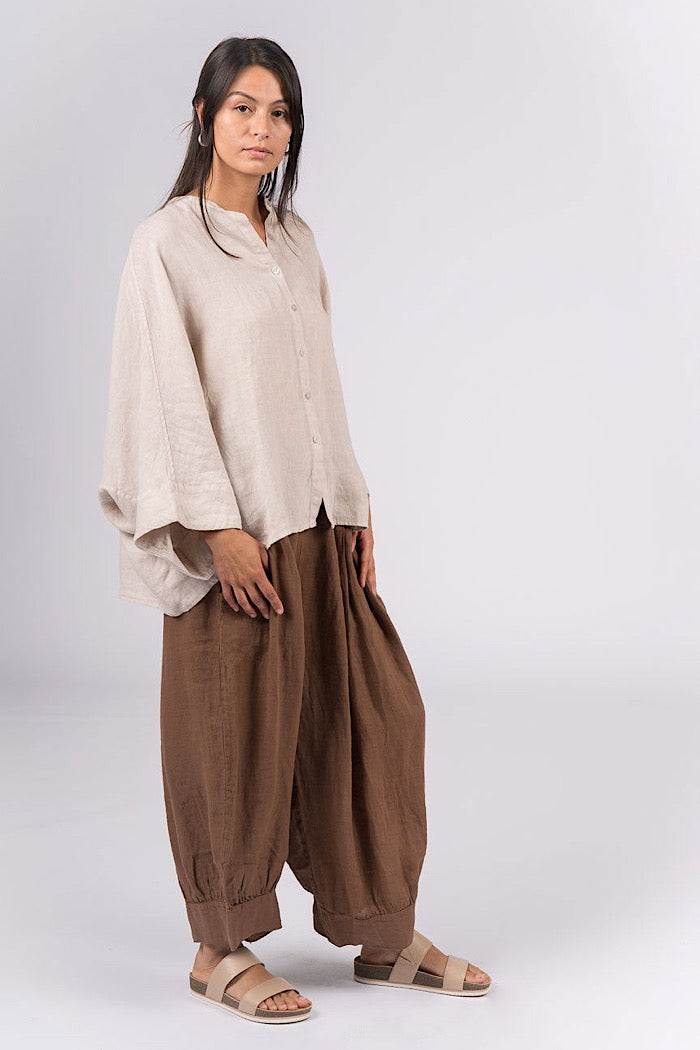 MONTAIGNE DESI LINEN PANTS - TOBACCO