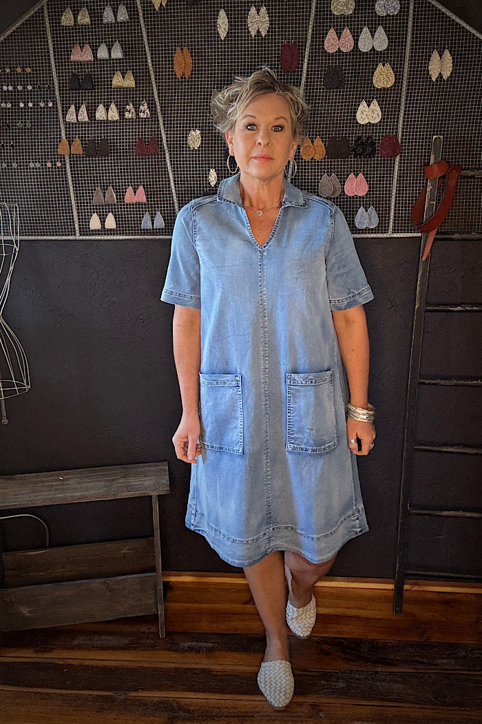 JEAN-IOUS DENIM DRESS - BLUE WASH
