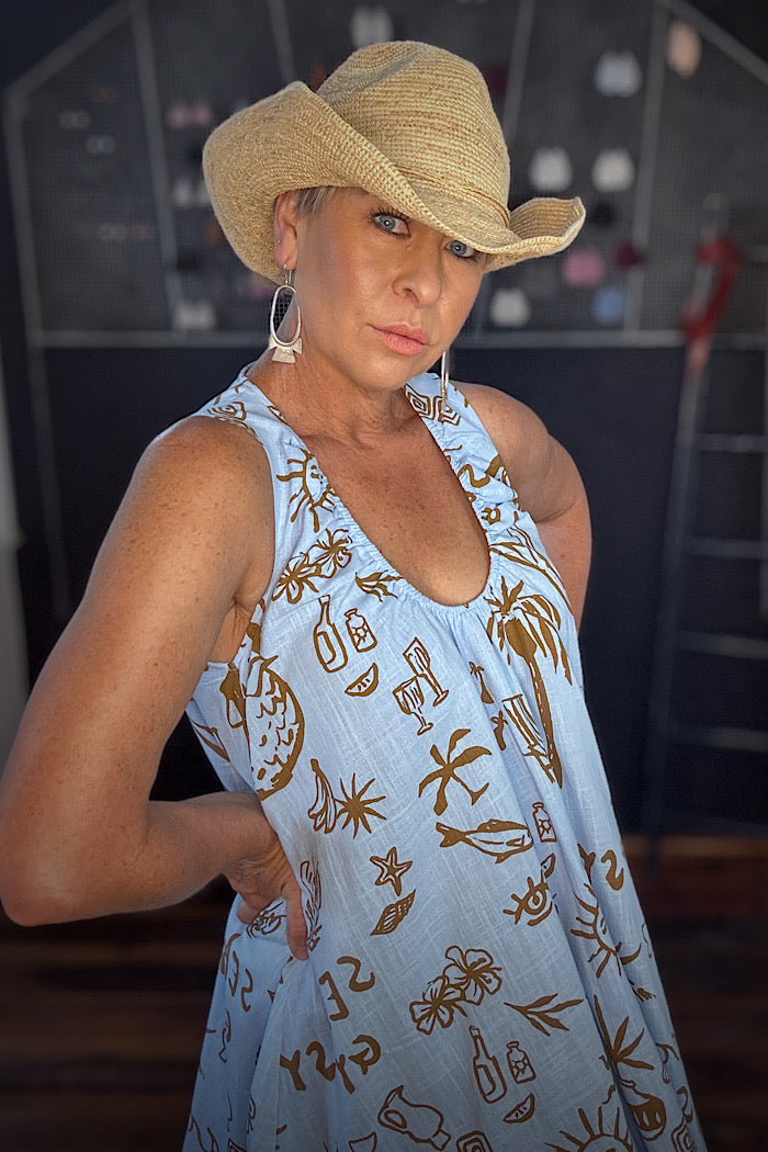 STACEY GATHERED MINI DRESS - SEA GYPSY