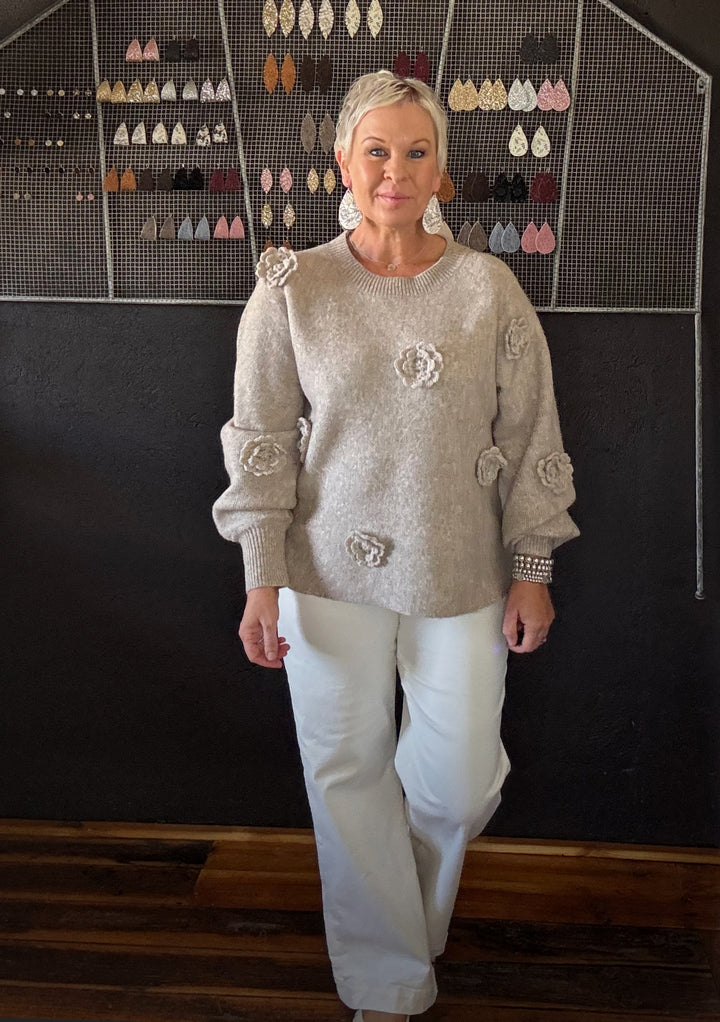 MIRU FLOWER JUMPER - TAUPE