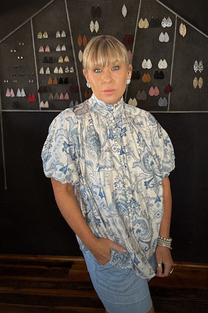 LAURIE BLOUSE - BLUE TILE