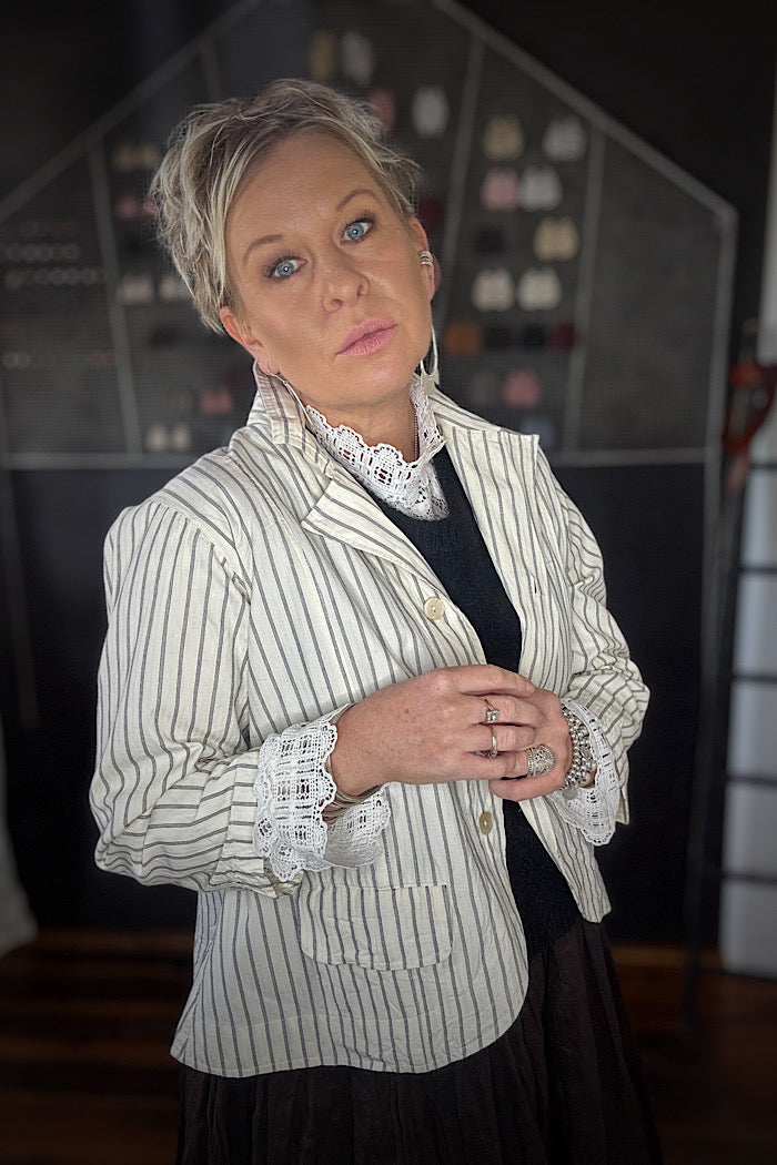 OXFORD JACKET -  CREAM TICKING