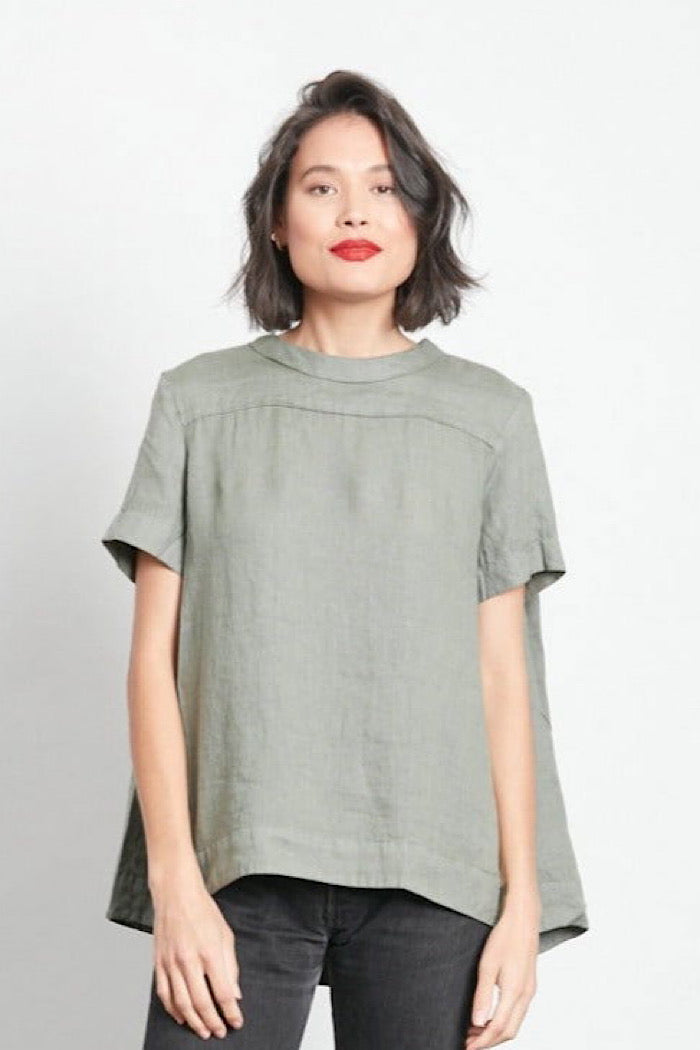 ADÉLINE LINEN SWING TOP - KHAKI