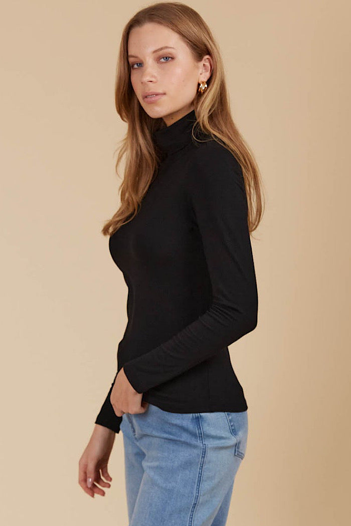 NARIA ROLL NECK TOP - ONYX
