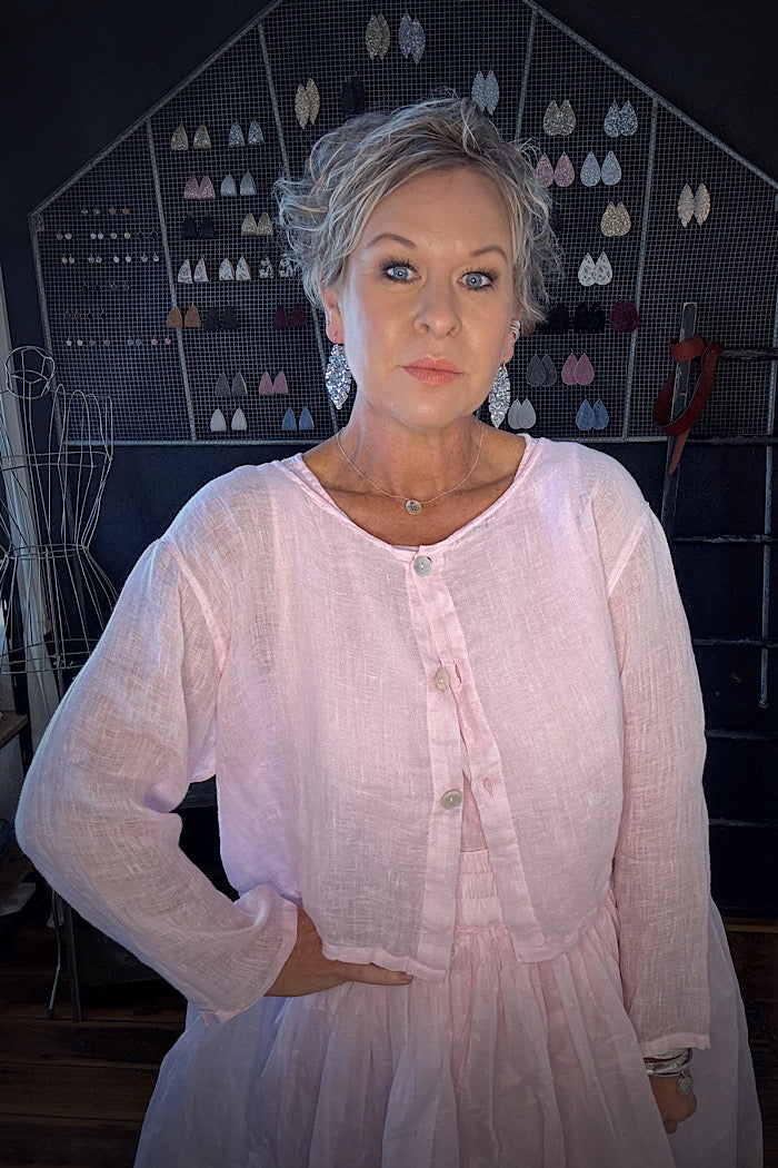 DOTO LINEN GAUZE JACKET - PINK