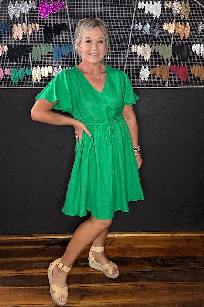 HALCYON TIE DRESS - EMERALD