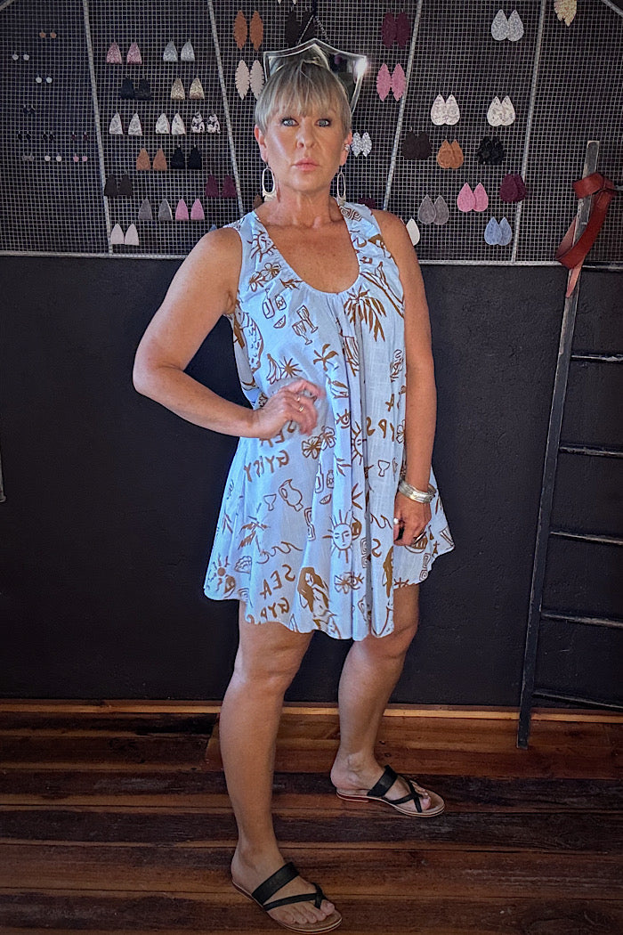 STACEY GATHERED MINI DRESS - SEA GYPSY