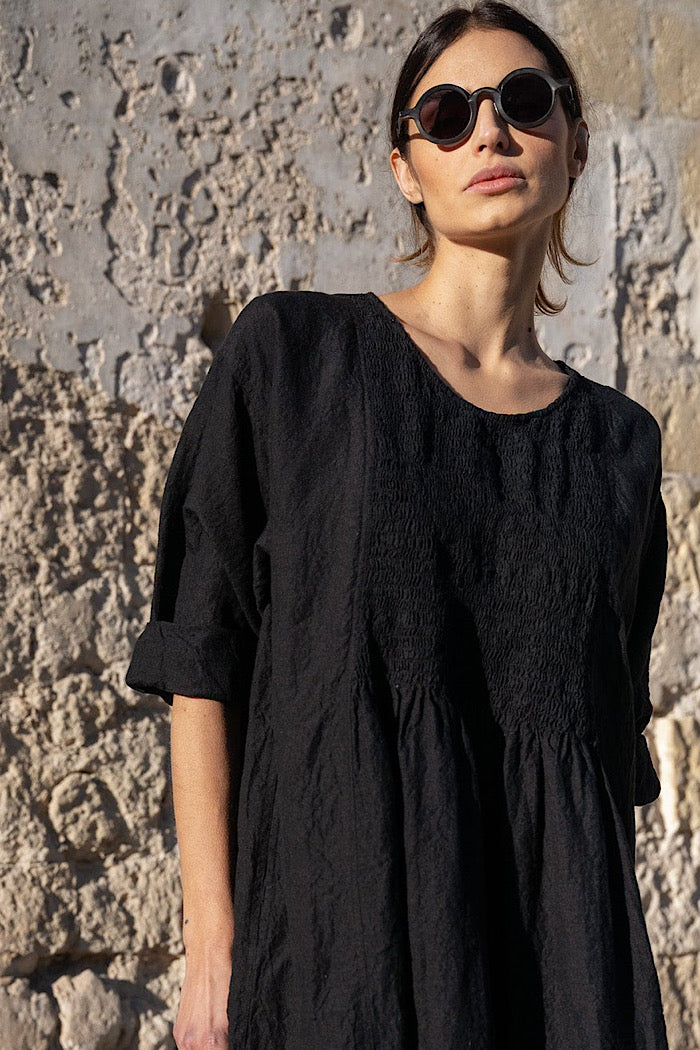 ANNABELLE LINEN DRESS - BLACK