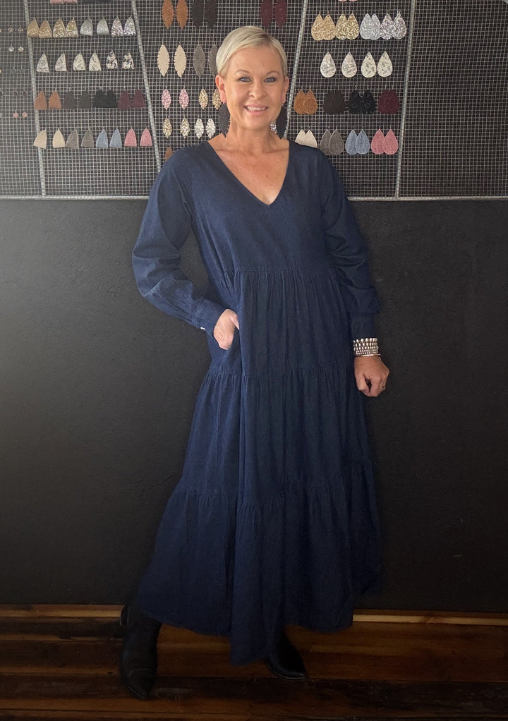 AUSTIN DENIM MAXI DRESS - INDIGO