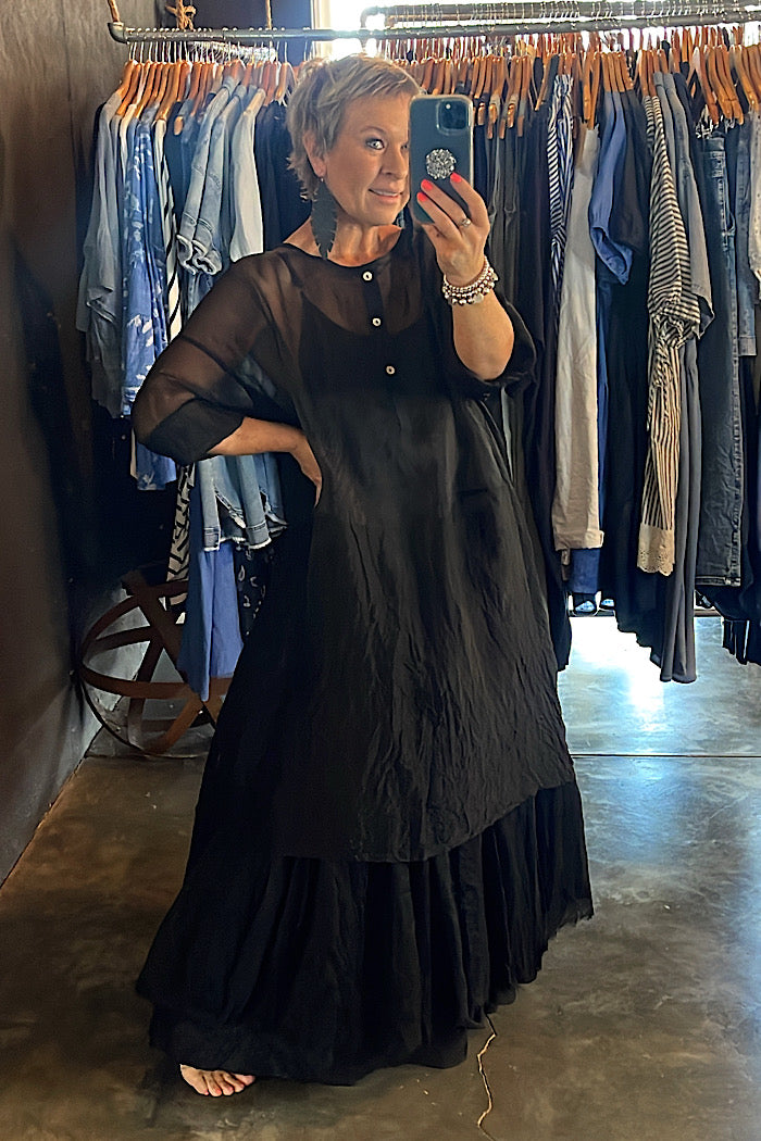 MARTINA DRESS - SILK ORGANZA - BLACK - ONE SIZE