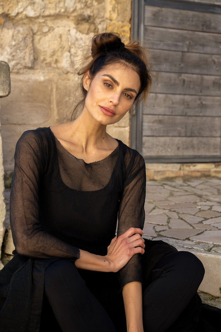 EVIE TOP - COTTON MESH - BLACK