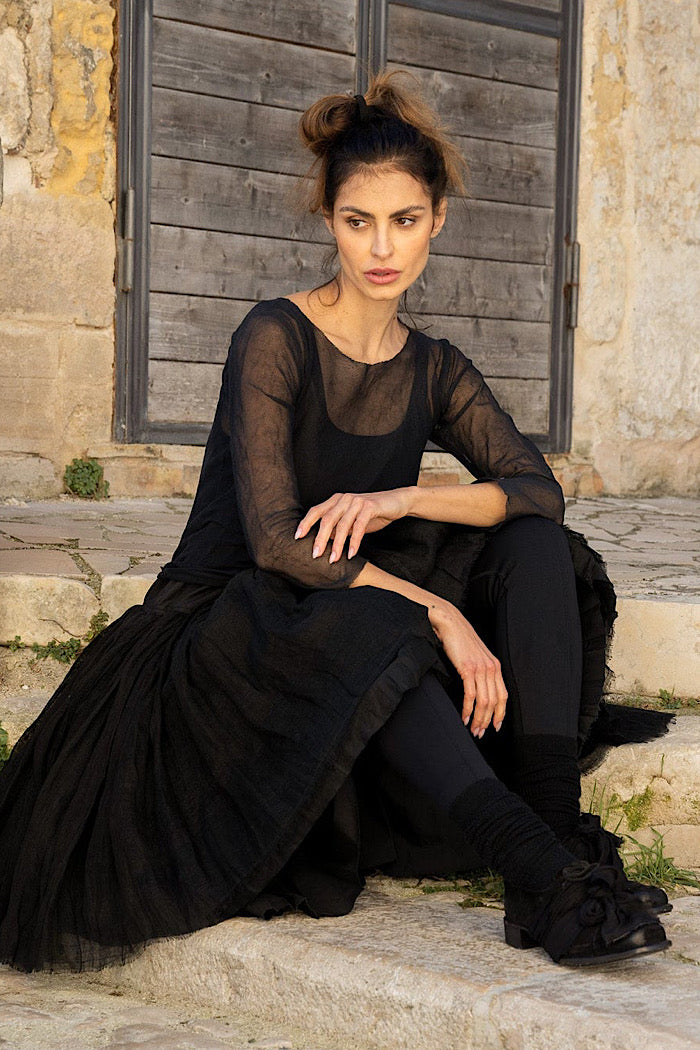 EVIE TOP - COTTON MESH - BLACK