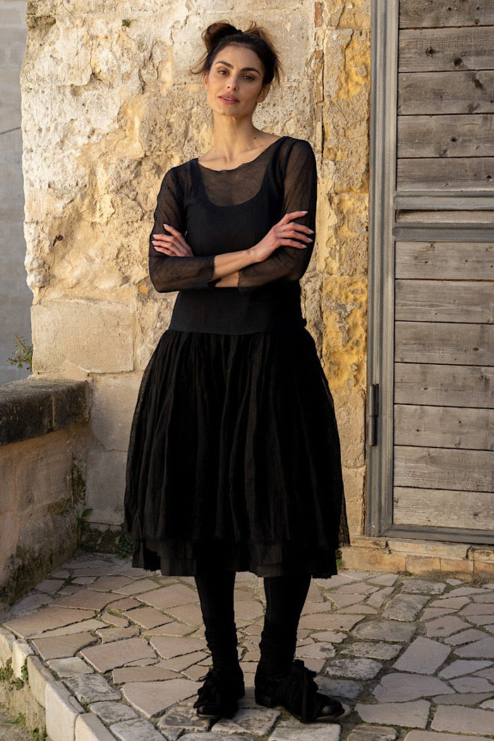 EVIE TOP - COTTON MESH - BLACK