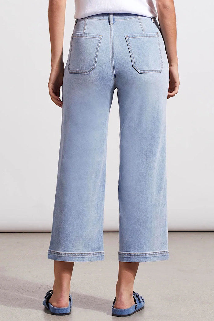 BROOKE HIGH RISE WIDE LEG CROPPED JEAN WITH BUTTON FLY - BEACH WASH