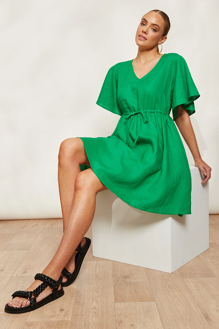 HALCYON TIE DRESS - EMERALD