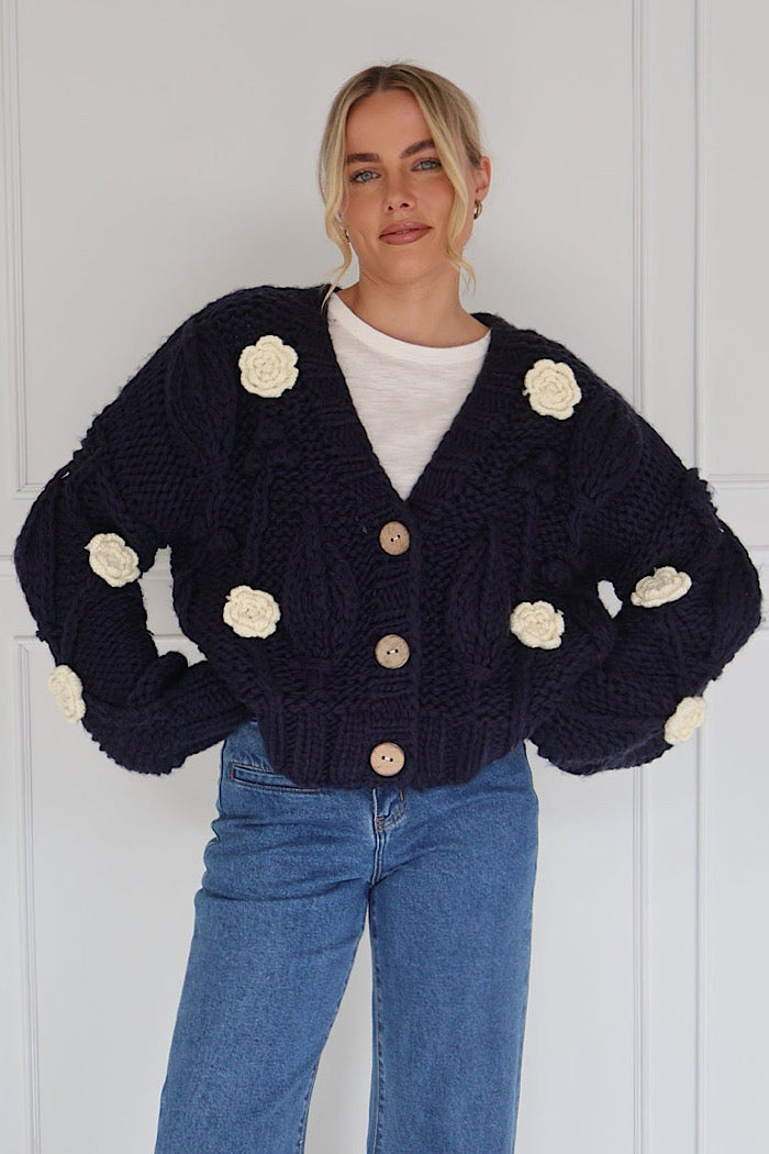 ALEXA KNIT CARDI - NAVY