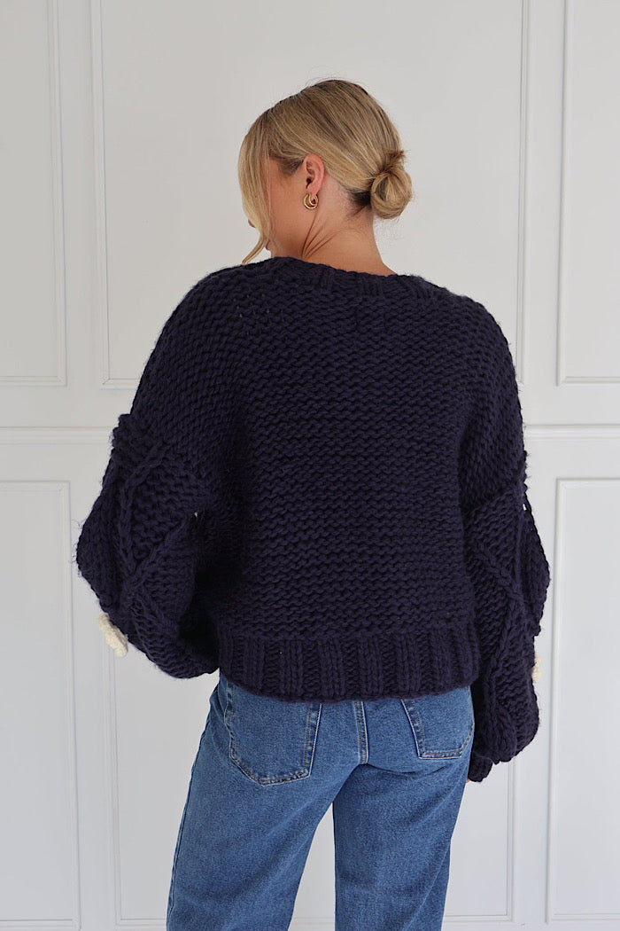 ALEXA KNIT CARDI - NAVY