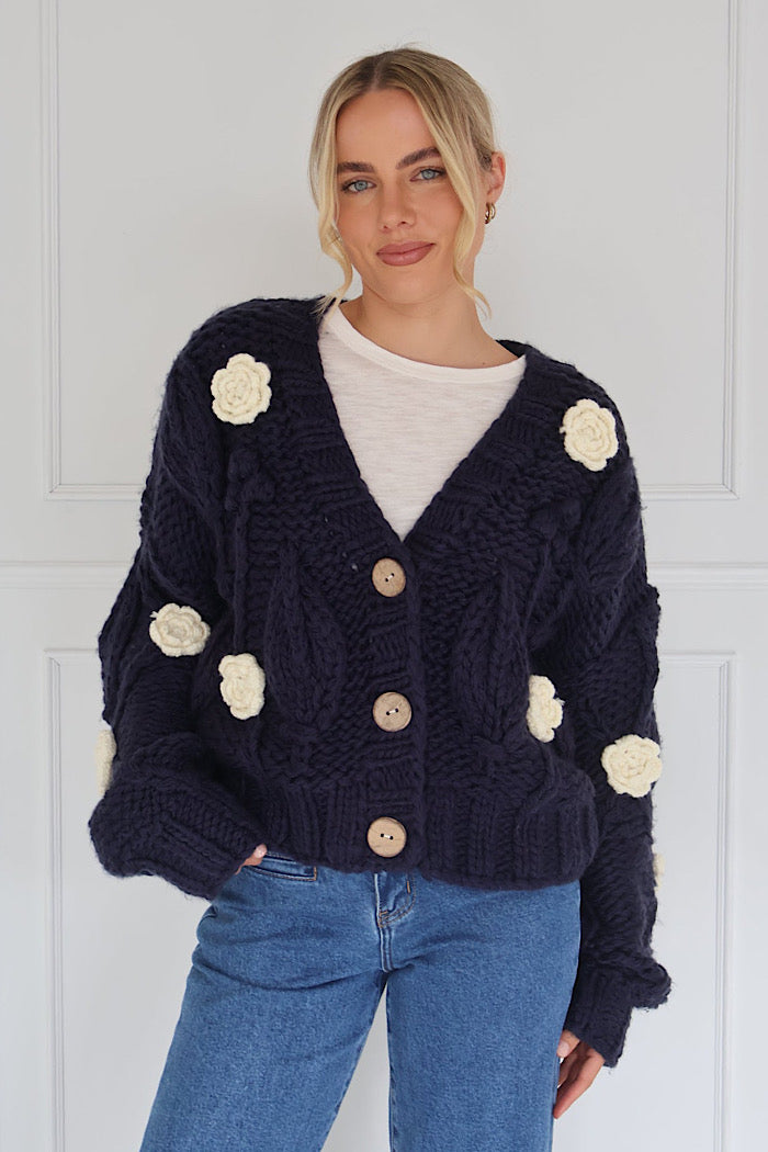 ALEXA KNIT CARDI - NAVY