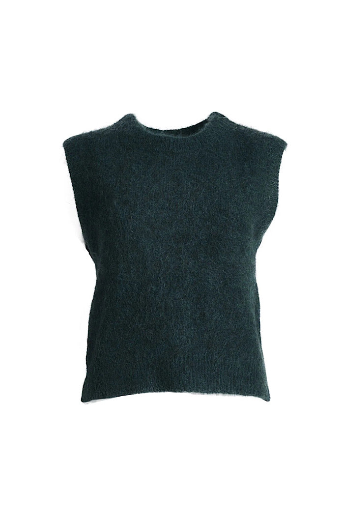 OLGA DE POLGA ASPEN KNIT ALPACA VEST - TEAL