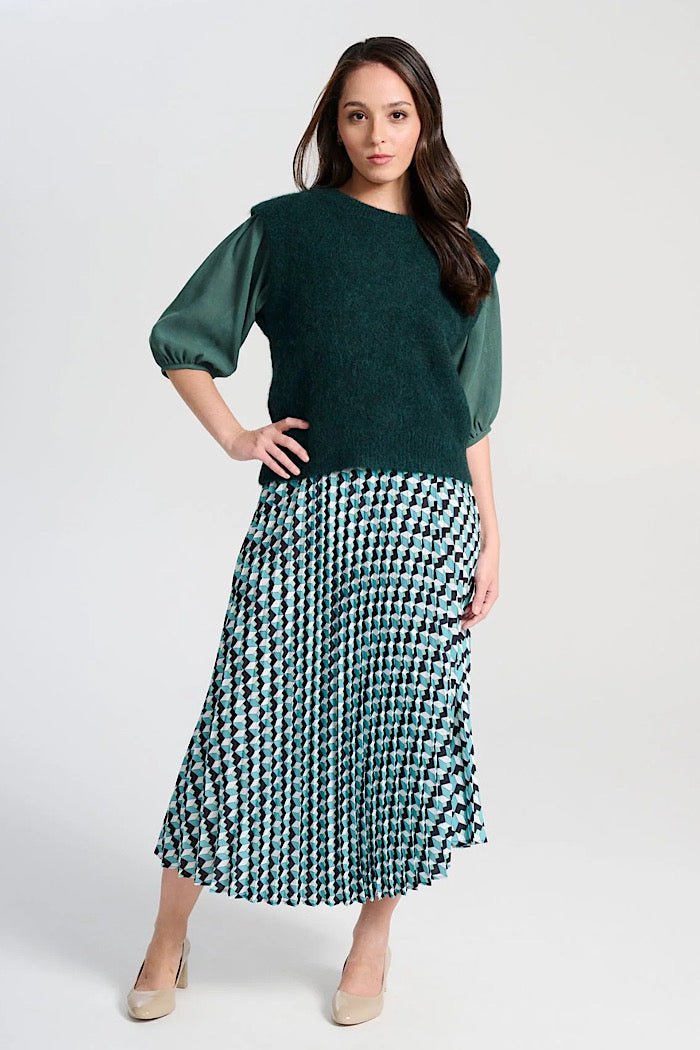 OLGA DE POLGA ASPEN KNIT ALPACA VEST - TEAL