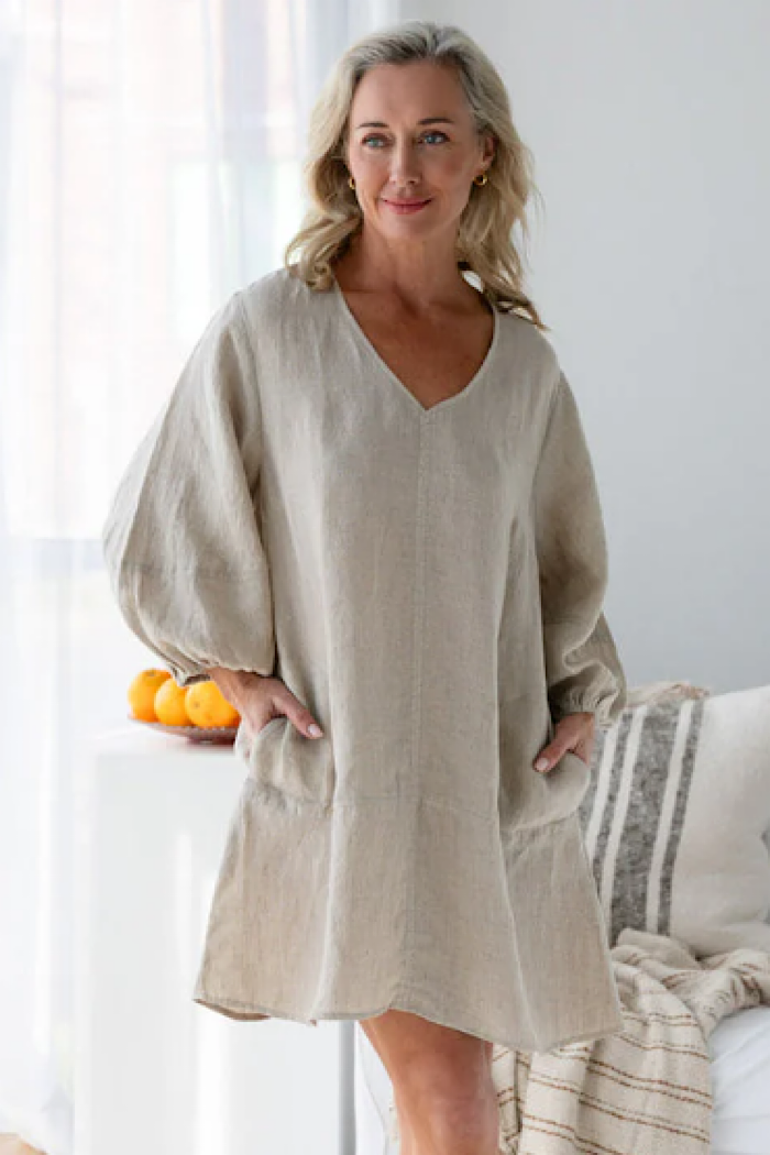 FUNDAMENTAL LINEN EASE DRESS - NATURAL