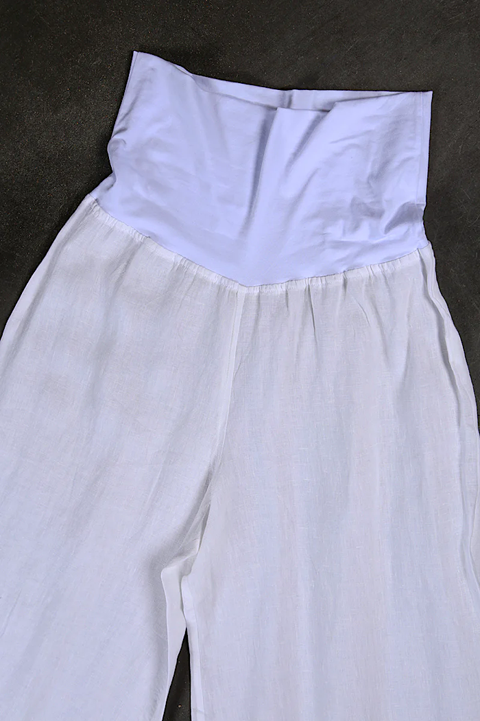 SOFT TOP WIDE LINEN PANTS - NATURAL