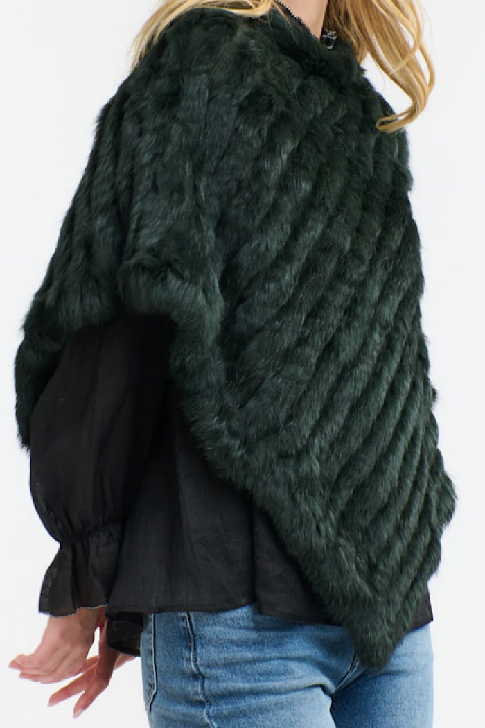 PIPER FUR PONCHO - HUNTER GREEN
