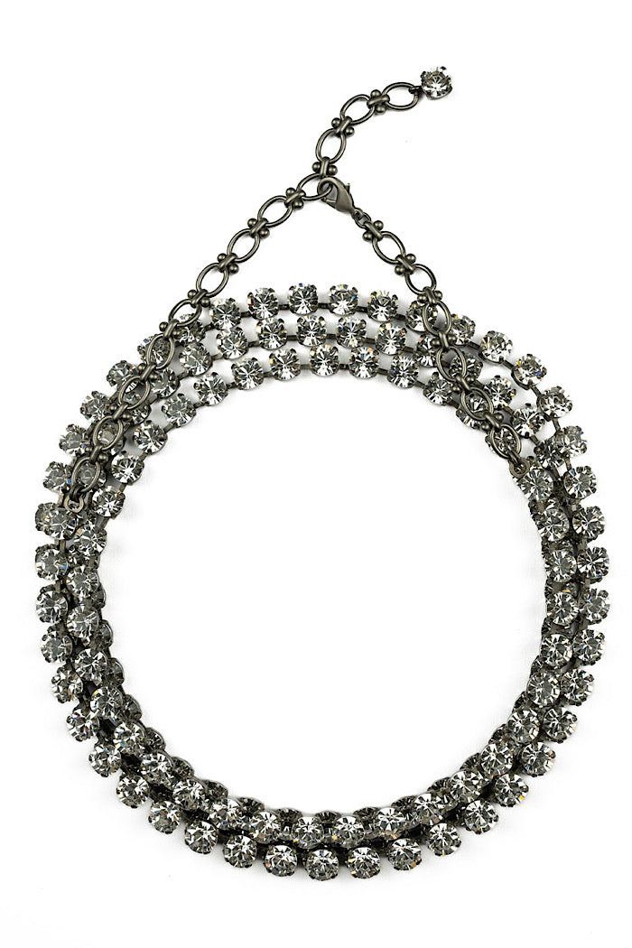 AURORA ROCKS MAXI NECKLACE - CRYSTAL & MATTE BLACK