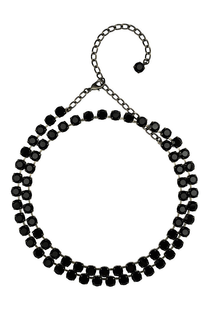 AURORA ROCKS DOUBLE NECKLACE - JET BLACK
